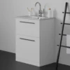 Ideal Standard I.life A 640mm Floorstanding 2 Drawer Vanity Unit & Basin - Matt White With Brushed Chrome Handles