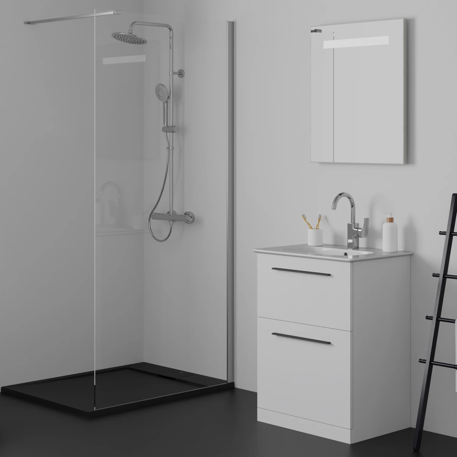 Ideal Standard I.life A 640mm Floorstanding 2 Drawer Vanity Unit & Basin - Matt White With Brushed Chrome Handles 11 Ideal Standard I.life A 640mm Floorstanding 2 Drawer Vanity Unit & Basin - Matt White With Brushed Chrome Handles - Image 11