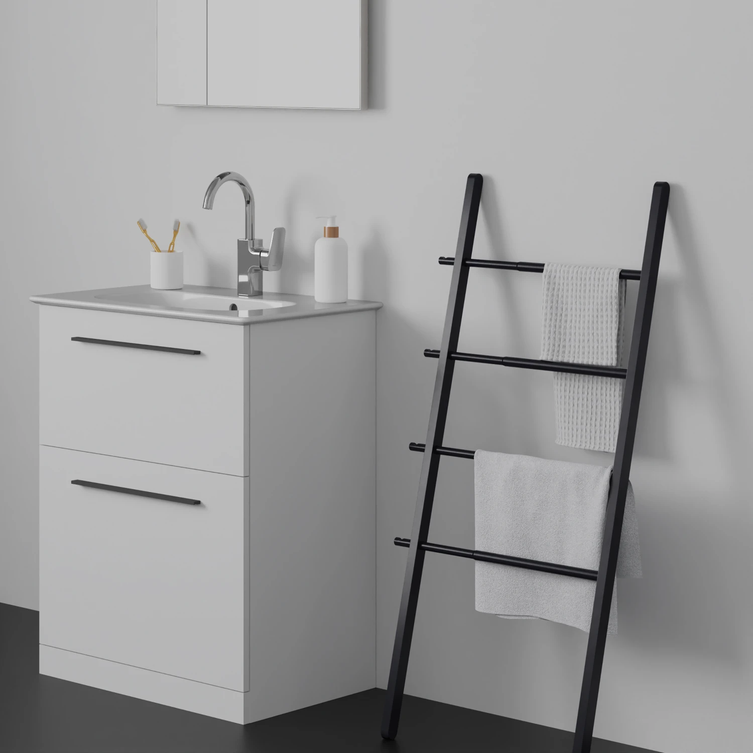 Ideal Standard I.life A 640mm Floorstanding 2 Drawer Vanity Unit & Basin - Matt White With Brushed Chrome Handles 10 Ideal Standard I.life A 640mm Floorstanding 2 Drawer Vanity Unit & Basin - Matt White With Brushed Chrome Handles - Image 10