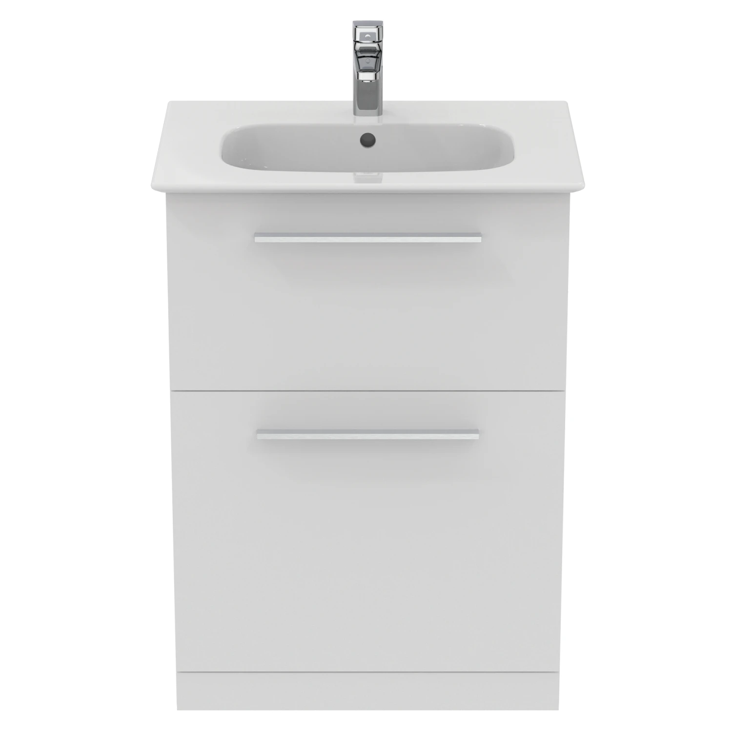 Ideal Standard I.life A 640mm Floorstanding 2 Drawer Vanity Unit & Basin - Matt White With Brushed Chrome Handles 5 Ideal Standard I.life A 640mm Floorstanding 2 Drawer Vanity Unit & Basin - Matt White With Brushed Chrome Handles - Image 5