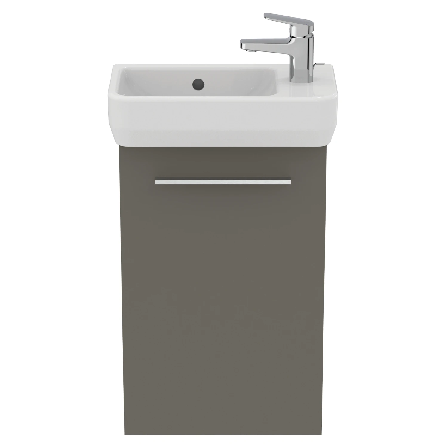 Ideal Standard I.life S 450mm Cloakroom Wall Mounted 1 Door Vanity Unit & Basin - Matt White With Brushed Chrome Handle 8 Ideal Standard I.life S 450mm Cloakroom Wall Mounted 1 Door Vanity Unit & Basin - Matt White With Brushed Chrome Handle - Image 8