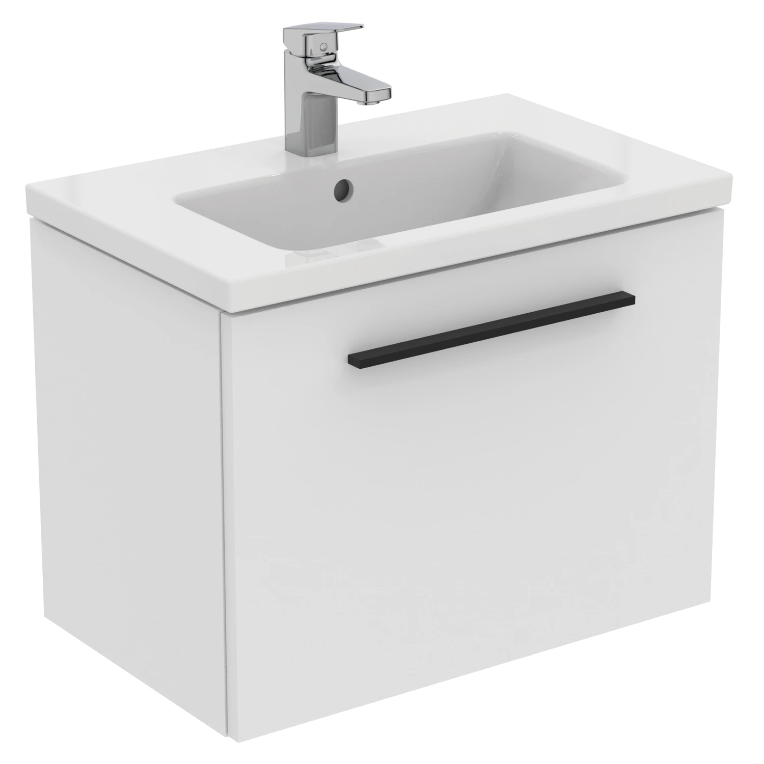 Ideal Standard I.life S 600mm Wall Mounted 1 Drawer Compact Vanity Unit & Basin - Quartz Grey Matt With Brushed Chrome Handle 5 Ideal Standard I.life S 600mm Wall Mounted 1 Drawer Compact Vanity Unit & Basin - Quartz Grey Matt With Brushed Chrome Handle - Image 5