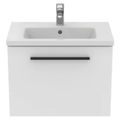 Ideal Standard I.life S 600mm Wall Mounted 1 Drawer Compact Vanity Unit & Basin - Quartz Grey Matt With Brushed Chrome Handle 18 Ideal Standard I.life S 600mm Wall Mounted 1 Drawer Compact Vanity Unit & Basin - Quartz Grey Matt With Brushed Chrome Handle -Vado Shop i.life s 600 wall 1 drawer vanity unit white black front