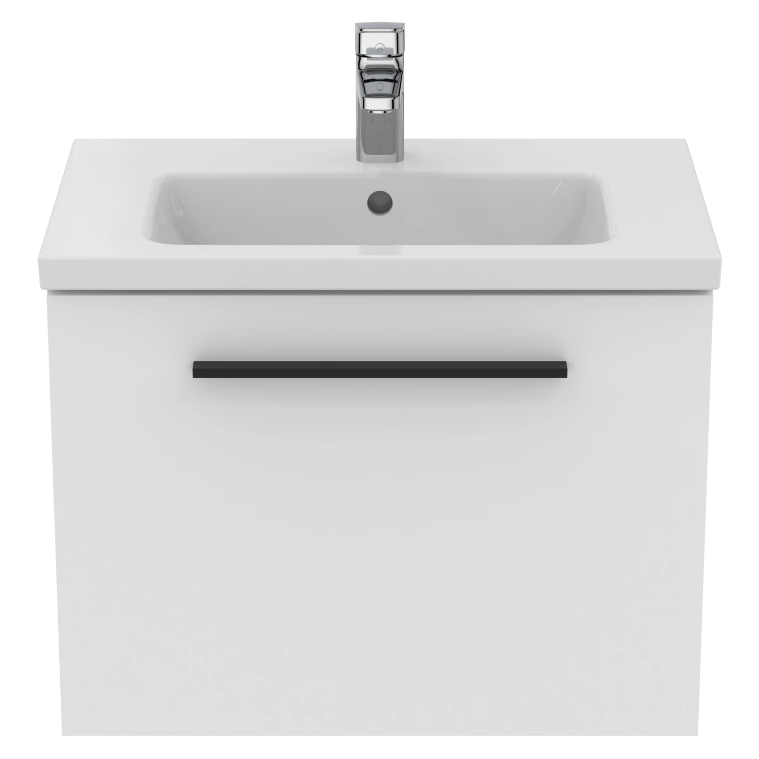 Ideal Standard I.life S 600mm Wall Mounted 1 Drawer Compact Vanity Unit & Basin - Quartz Grey Matt With Brushed Chrome Handle 6 Ideal Standard I.life S 600mm Wall Mounted 1 Drawer Compact Vanity Unit & Basin - Quartz Grey Matt With Brushed Chrome Handle - Image 6