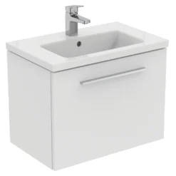 Ideal Standard I.life S 600mm Wall Mounted 1 Drawer Compact Vanity Unit & Basin - Quartz Grey Matt With Brushed Chrome Handle 19 Ideal Standard I.life S 600mm Wall Mounted 1 Drawer Compact Vanity Unit & Basin - Quartz Grey Matt With Brushed Chrome Handle -Vado Shop i.life s 600 wall 1 drawer vanity unit white chrome cutout