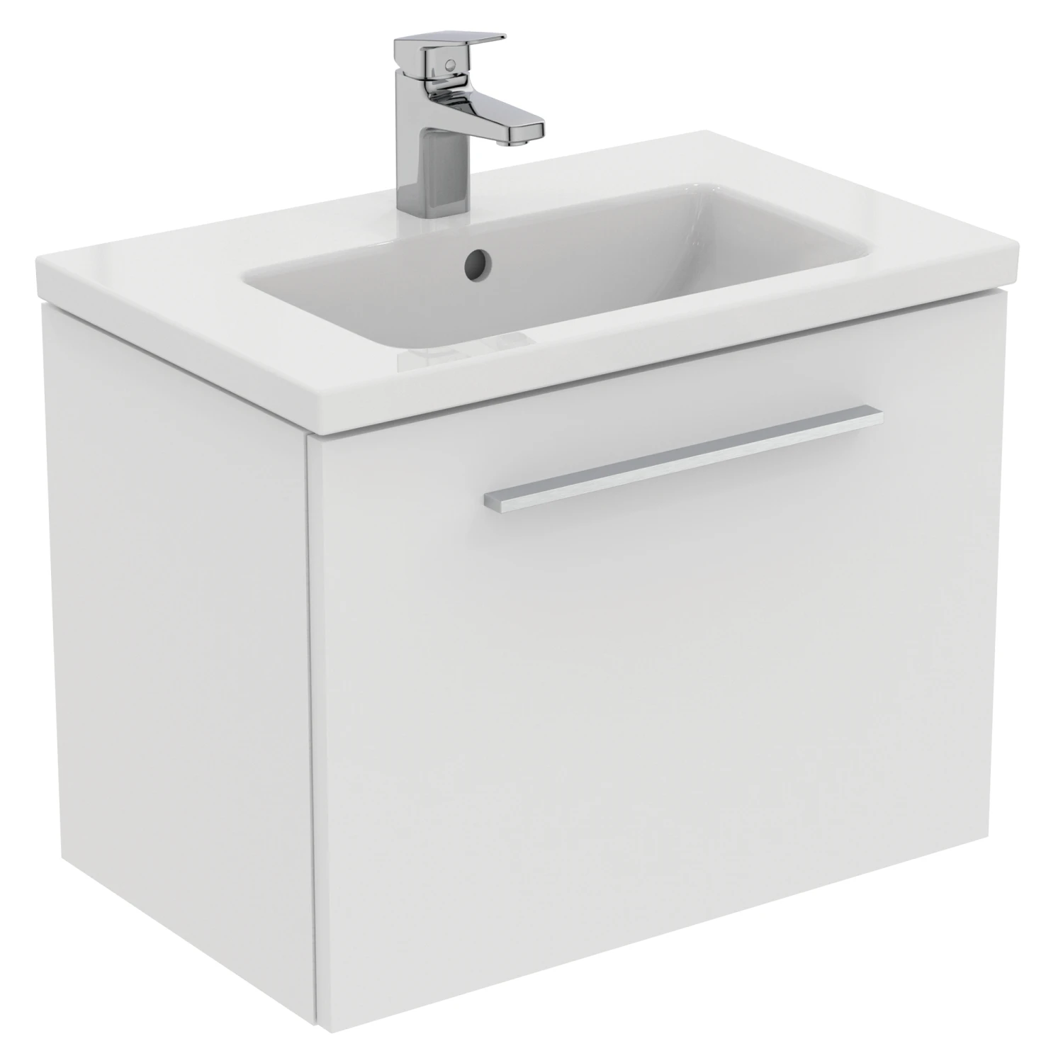 Ideal Standard I.life S 600mm Wall Mounted 1 Drawer Compact Vanity Unit & Basin - Quartz Grey Matt With Brushed Chrome Handle 7 Ideal Standard I.life S 600mm Wall Mounted 1 Drawer Compact Vanity Unit & Basin - Quartz Grey Matt With Brushed Chrome Handle - Image 7