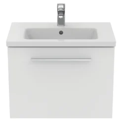 Ideal Standard I.life S 600mm Wall Mounted 1 Drawer Compact Vanity Unit & Basin - Quartz Grey Matt With Brushed Chrome Handle 20 Ideal Standard I.life S 600mm Wall Mounted 1 Drawer Compact Vanity Unit & Basin - Quartz Grey Matt With Brushed Chrome Handle -Vado Shop i.life s 600 wall 1 drawer vanity unit white chrome front