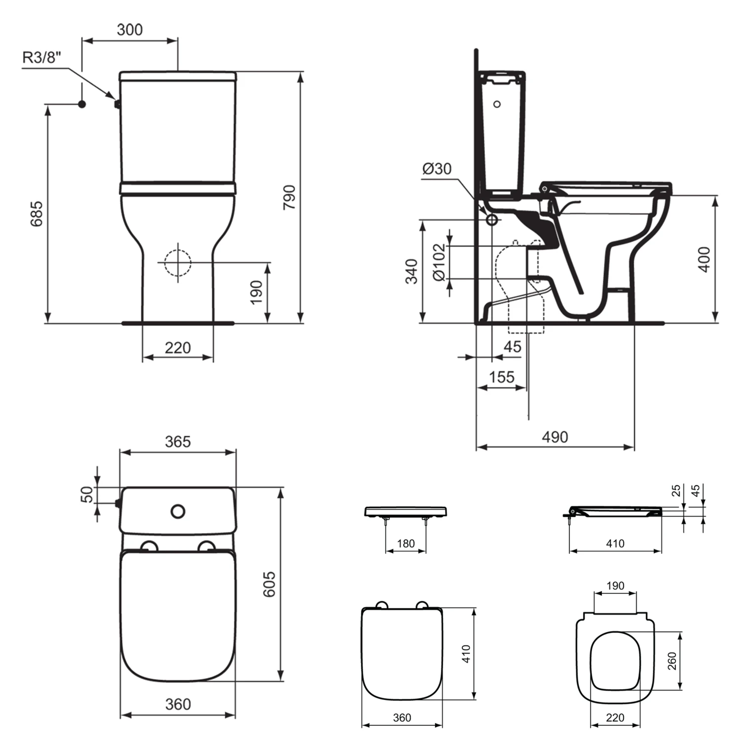 Ideal Standard I.life A Close Coupled Fully Back To Wall Rimless Toilet With Soft Close Seat - 6/4L Dual Flush Cistern 7 Ideal Standard I.life A Close Coupled Fully Back To Wall Rimless Toilet With Soft Close Seat - 6/4L Dual Flush Cistern - Image 7