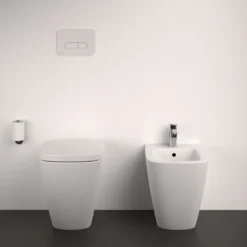 Ideal Standard I.life S Compact Back To Wall Rimless Toilet With Soft Close Seat & Concealed Cistern With Chrome Flush Plate -Vado Shop ideal standard i.life s back to wall rimless toilet room set front