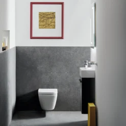 Ideal Standard I.life S Compact Wall Hung Rimless Toilet With Soft Close Seat & WC Frame Concealed Cistern With Chrome Flush Plate -Vado Shop ideal standard i.life s wall hung rimless toilet room set 1