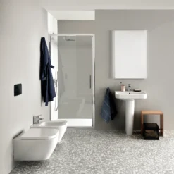 Ideal Standard I.life S Compact Wall Hung Rimless Toilet With Soft Close Seat & WC Frame Concealed Cistern With Chrome Flush Plate -Vado Shop ideal standard i.life s wall hung rimless toilet room set 2