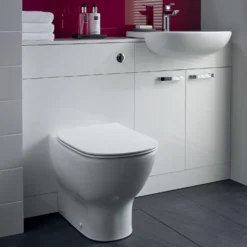 Ideal Standard Tesi Back To Wall Toilet With Aquablade® Flush Technology & Soft Close Seat & Concealed Cistern With Chrome Flush Plate -Vado Shop ideal standard tesi back to wall toilet room set 2