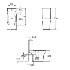 Imex Grace Close Coupled Rimless Comfort Height Toilet & Luxury Seat - Slim Puraplast Seat -Vado Shop imex grace comfort close coupled toilet tech