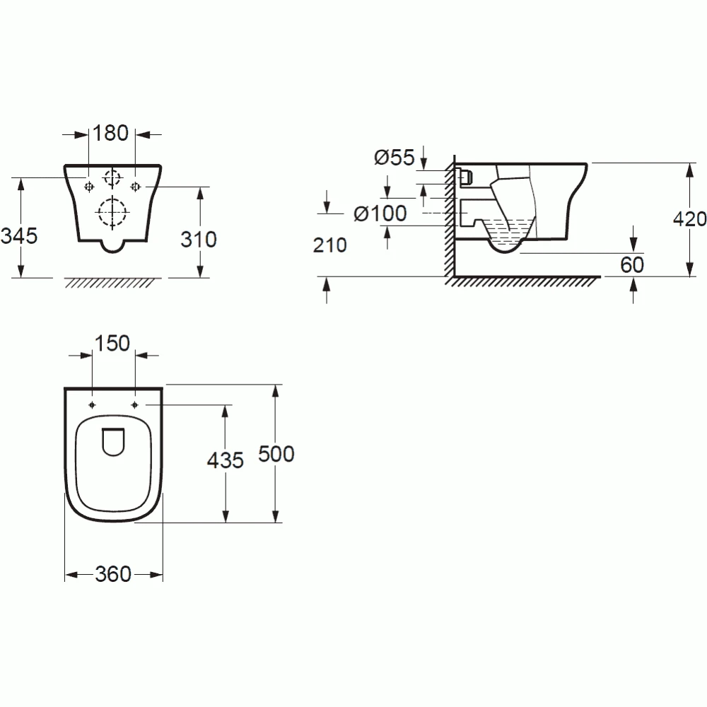 Imex Grace Rimless Wall Hung WC With Slimline Luxury Puraplast Seat Soft Close 7 Imex Grace Rimless Wall Hung WC With Slimline Luxury Puraplast Seat Soft Close - Image 7