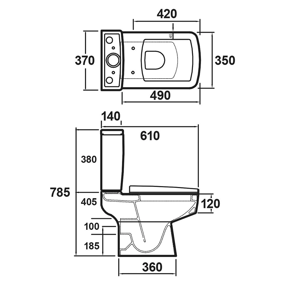 Jack Square Close Coupled Compact Toilet & Soft Close Seat 7 Jack Square Close Coupled Compact Toilet & Soft Close Seat - Image 7