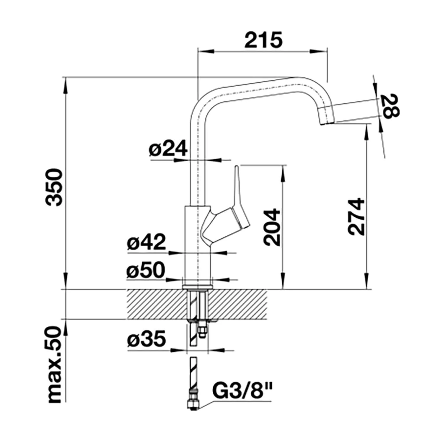 Blanco Jurena Single Lever Chrome Mono Kitchen Mixer Tap 4 Blanco Jurena Single Lever Chrome Mono Kitchen Mixer Tap - Image 4
