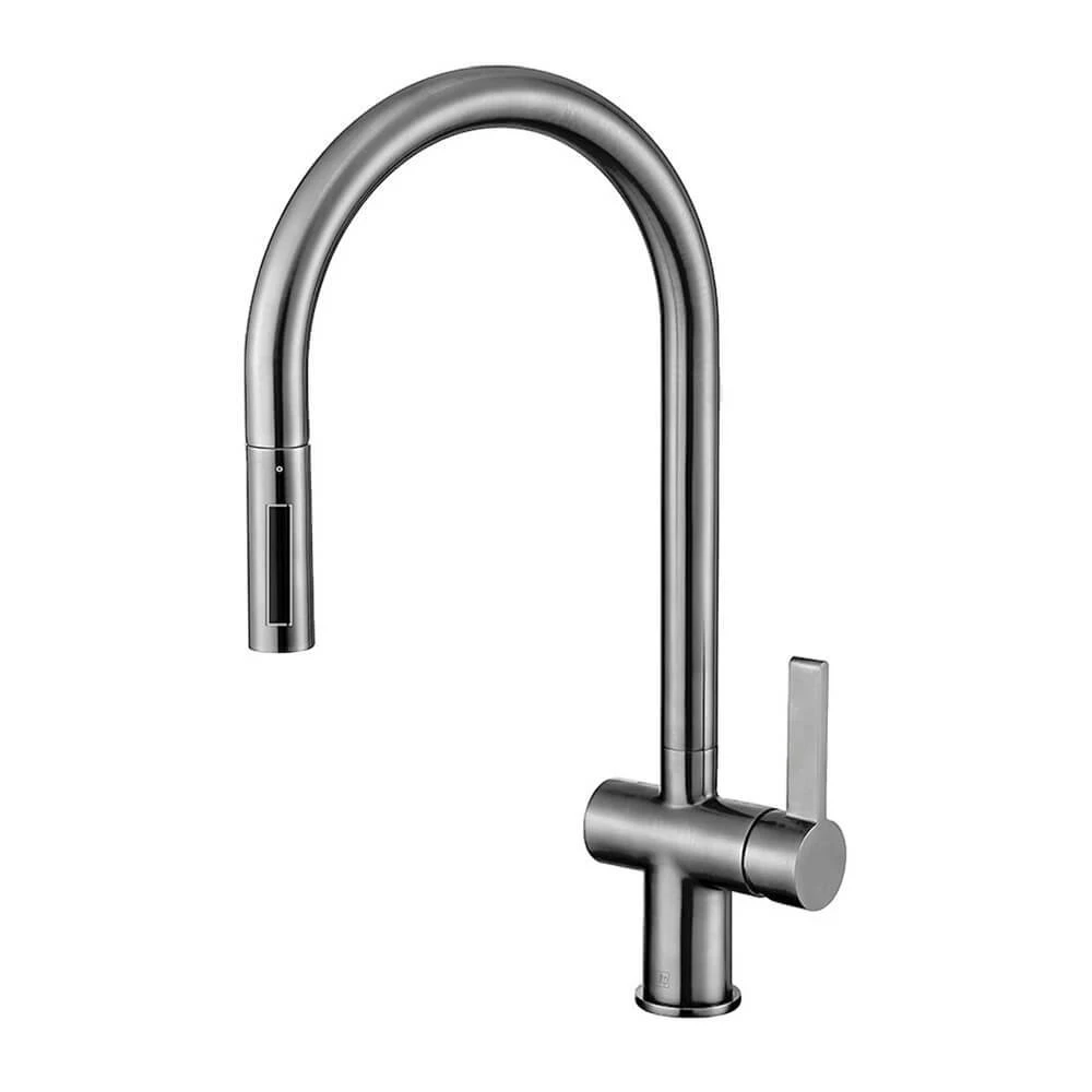 Just Taps VOS Pull Out Single Lever Mono Kitchen Mixer - Brushed Gunmetal Grey 2 Just Taps VOS Pull Out Single Lever Mono Kitchen Mixer - Brushed Gunmetal Grey - Image 2