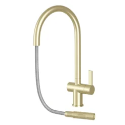 Just Taps VOS Pull Out Single Lever Mono Kitchen Mixer - Brushed Brass 9 Just Taps VOS Pull Out Single Lever Mono Kitchen Mixer - Brushed Brass -Vado Shop just taps pull out spray kitchen mixer brushed brass cutout 2 v2
