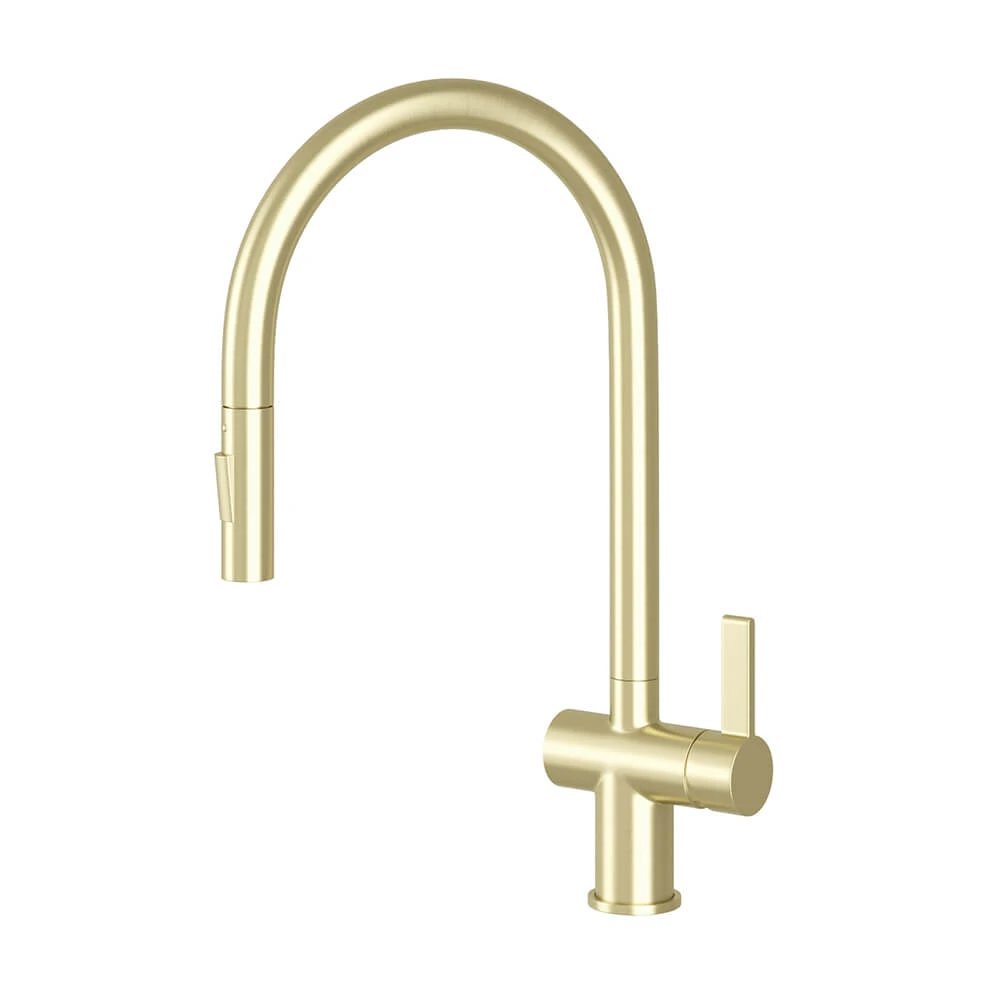 Just Taps VOS Pull Out Single Lever Mono Kitchen Mixer - Brushed Brass 3 Just Taps VOS Pull Out Single Lever Mono Kitchen Mixer - Brushed Brass - Image 3