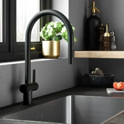 Just Taps VOS Pull Out Single Lever Mono Kitchen Mixer - Matt Black