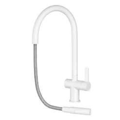Just Taps VOS Pull Out Single Lever Mono Kitchen Mixer - Matt White 10 Just Taps VOS Pull Out Single Lever Mono Kitchen Mixer - Matt White -Vado Shop just taps pull out spray kitchen mixer matt white cutout 2
