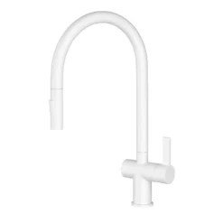 Just Taps VOS Pull Out Single Lever Mono Kitchen Mixer - Matt White 9 Just Taps VOS Pull Out Single Lever Mono Kitchen Mixer - Matt White -Vado Shop just taps pull out spray kitchen mixer matt white cutout