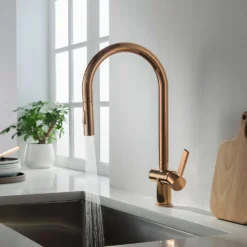 Just Taps VOS Pull Out Single Lever Mono Kitchen Mixer - Rose Gold -Vado Shop just taps pull out spray kitchen mixer rose gold lifestyle jtp