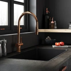 Just Taps VOS Pull Out Single Lever Mono Kitchen Mixer - Rose Gold