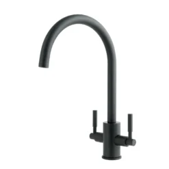 Just Taps Newbury Twin Lever Mono Kitchen Mixer Tap - Matt Black -Vado Shop just taps vos newbury matt black mono kitchen mixer cutout