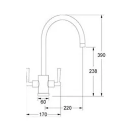 Just Taps Newbury Twin Lever Mono Kitchen Mixer Tap - Matt Black -Vado Shop just taps vos newbury mono kitchen mixer tech drawing