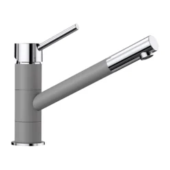 Blanco Kano Single Lever Mono Kitchen Mixer Tap - Alumetallic & Chrome -Vado Shop kano alumetallic product shot