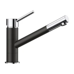 Blanco Kano Single Lever Mono Kitchen Mixer Tap - Alumetallic & Chrome -Vado Shop kano black product shot