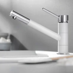 Blanco Kano Single Lever Mono Kitchen Mixer Tap - Alumetallic & Chrome