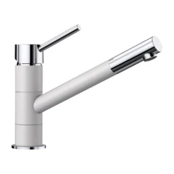 Blanco Kano Single Lever Mono Kitchen Mixer Tap - Alumetallic & Chrome -Vado Shop kano white product shot
