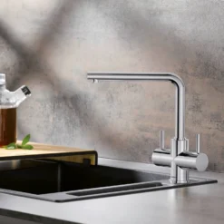 Blanco Lamia WRAS Approved Twin Lever Chrome Mono Kitchen Mixer Tap