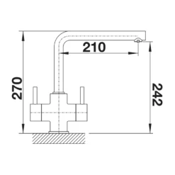 Blanco Lamia WRAS Approved Twin Lever Chrome Mono Kitchen Mixer Tap -Vado Shop lamia line drawing side view