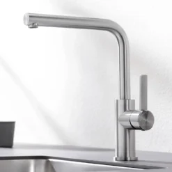 Blanco Lanora Eco Cold Start WRAS Approved Brushed Stainless Steel Mono Kitchen Mixer Tap