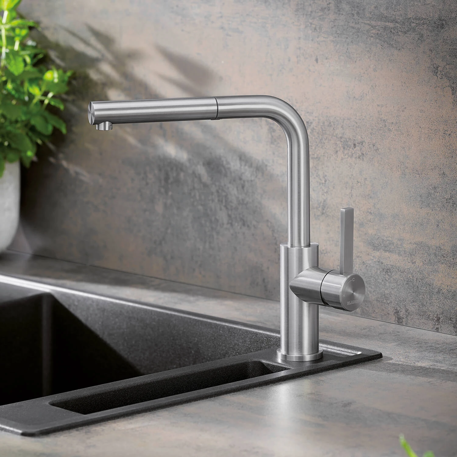 Blanco Lanora-S Eco Cold Start Brushed Stainless Steel Mono Pull Out Kitchen Mixer Tap 1 Blanco Lanora-S Eco Cold Start Brushed Stainless Steel Mono Pull Out Kitchen Mixer Tap