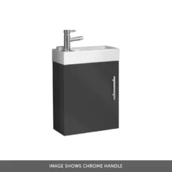Maisie Compact 400mm Mini Cloakroom Wall Hung Vanity Unit With Black Handle & Basin - Anthracite -Vado Shop lanza anthracite wallhung cloakroom unit chrome handle cutout banner