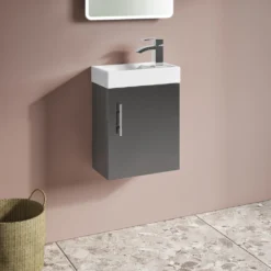 Maisie Compact 400mm Mini Cloakroom Wall Hung Vanity Unit & Basin - Anthracite
