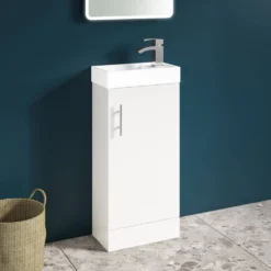 Maisie Compact 400mm Mini Cloakroom Vanity Unit And Basin - Gloss White