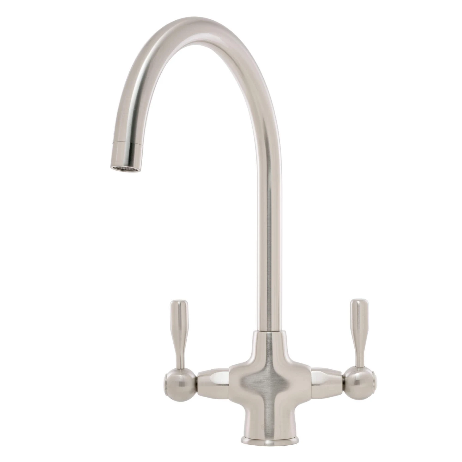 Caple Leval Traditional Twin Lever Mono Kitchen Mixer - Brushed Nickel 1 Caple Leval Traditional Twin Lever Mono Kitchen Mixer - Brushed Nickel