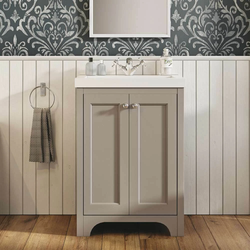 Butler & Rose Benedict 600mm Floorstanding Vanity Unit & Basin - Spa Grey 2 Butler & Rose Benedict 600mm Floorstanding Vanity Unit & Basin - Spa Grey - Image 2
