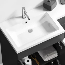 Harbour Icon 1100mm Right Hand Combination Bathroom Toilet & Sink Unit With Harbour Toilet And Cistern - Graphite Grey 17 Harbour Icon 1100mm Right Hand Combination Bathroom Toilet & Sink Unit With Harbour Toilet And Cistern - Graphite Grey -Vado Shop lili combination unit matt grey chrome handle basin zoom