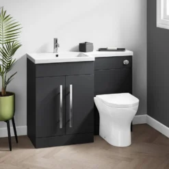 Harbour Icon 1100mm Right Hand Combination Bathroom Toilet & Sink Unit With Harbour Toilet And Cistern - Graphite Grey