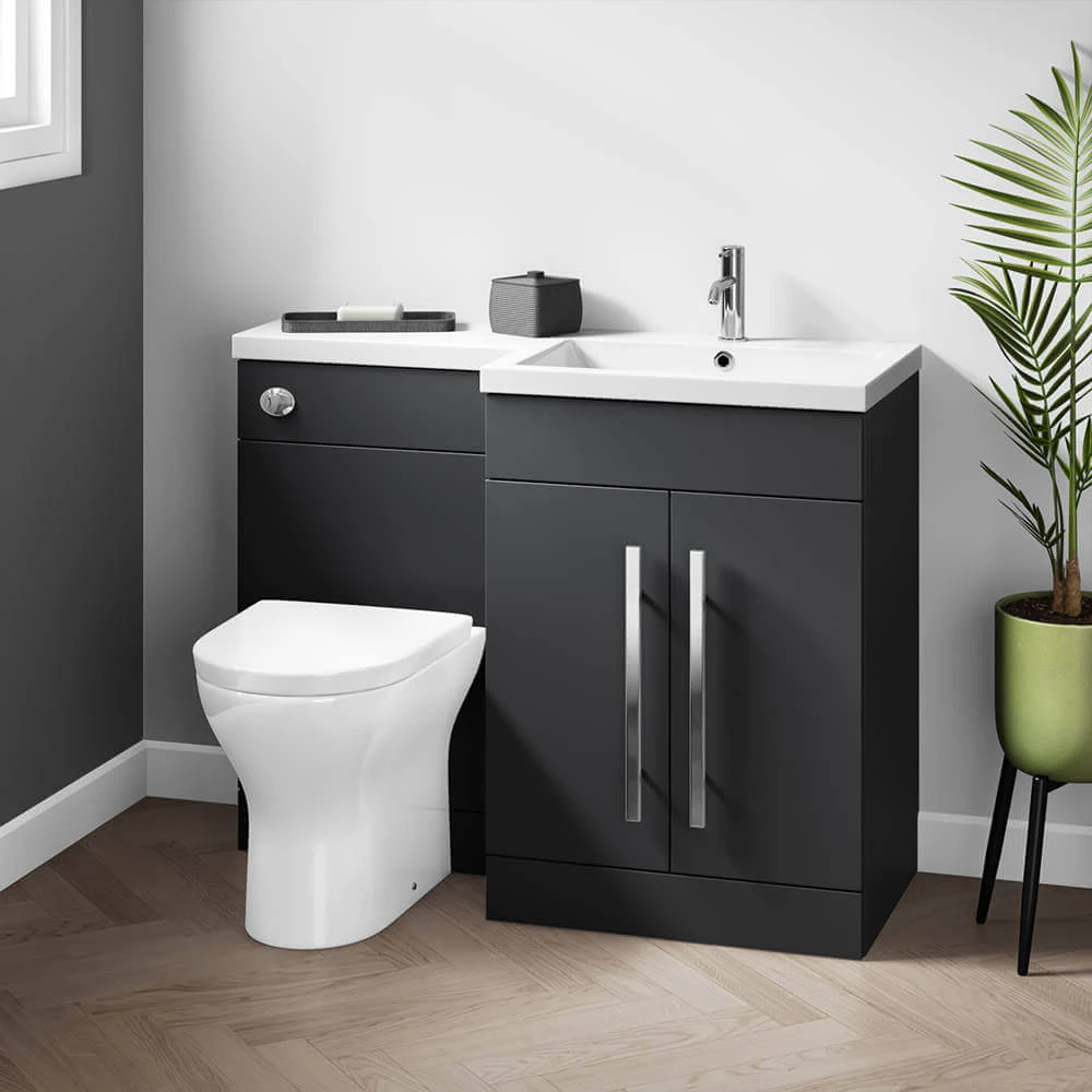 Harbour Icon 1100mm Right Hand Combination Bathroom Toilet & Sink Unit With Harbour Toilet And Cistern - Graphite Grey 2 Harbour Icon 1100mm Right Hand Combination Bathroom Toilet & Sink Unit With Harbour Toilet And Cistern - Graphite Grey - Image 2
