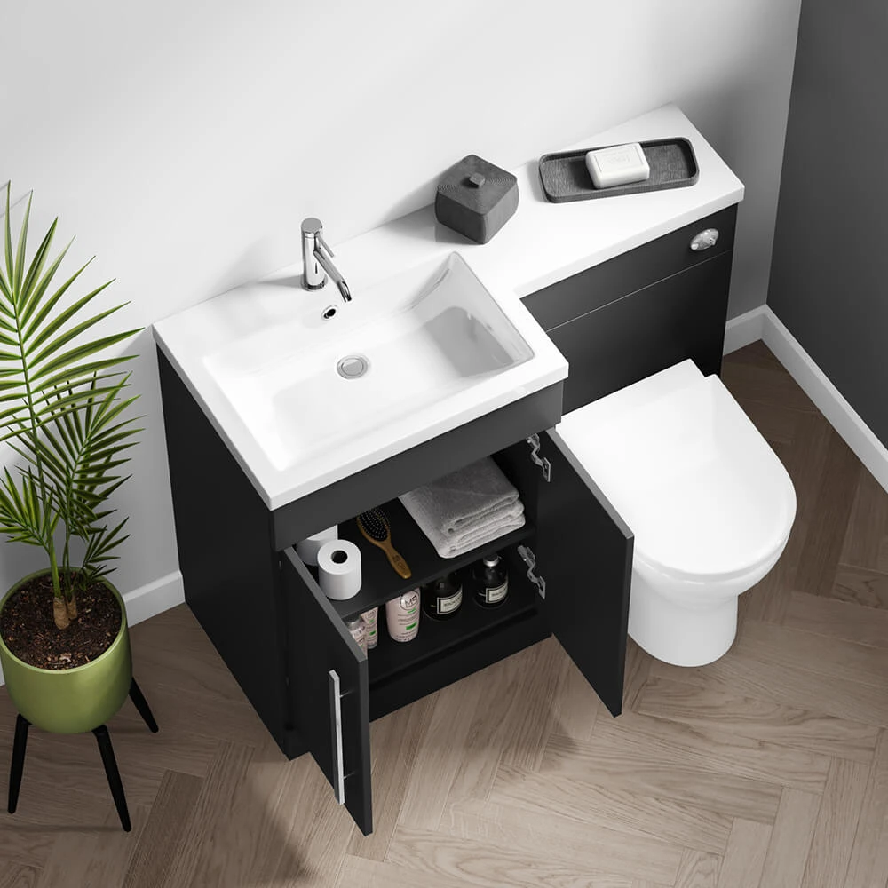 Harbour Icon 1100mm Right Hand Combination Bathroom Toilet & Sink Unit With Harbour Toilet And Cistern - Graphite Grey 4 Harbour Icon 1100mm Right Hand Combination Bathroom Toilet & Sink Unit With Harbour Toilet And Cistern - Graphite Grey - Image 4