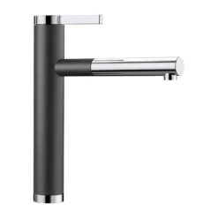 Blanco Linee-S Single Lever Pull Out Kitchen Mixer Tap - Alumetallic & Chrome