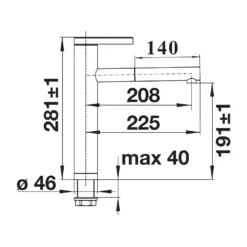 Blanco Linee-S Single Lever Chrome Pull Out Kitchen Mixer Tap -Vado Shop linees line drawing side view
