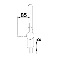 Blanco Linus-S Vario Single Lever Mono Pull Out Kitchen Mixer Tap - Coffee 27 Blanco Linus-S Vario Single Lever Mono Pull Out Kitchen Mixer Tap - Coffee -Vado Shop linus s side view line drawing res 2